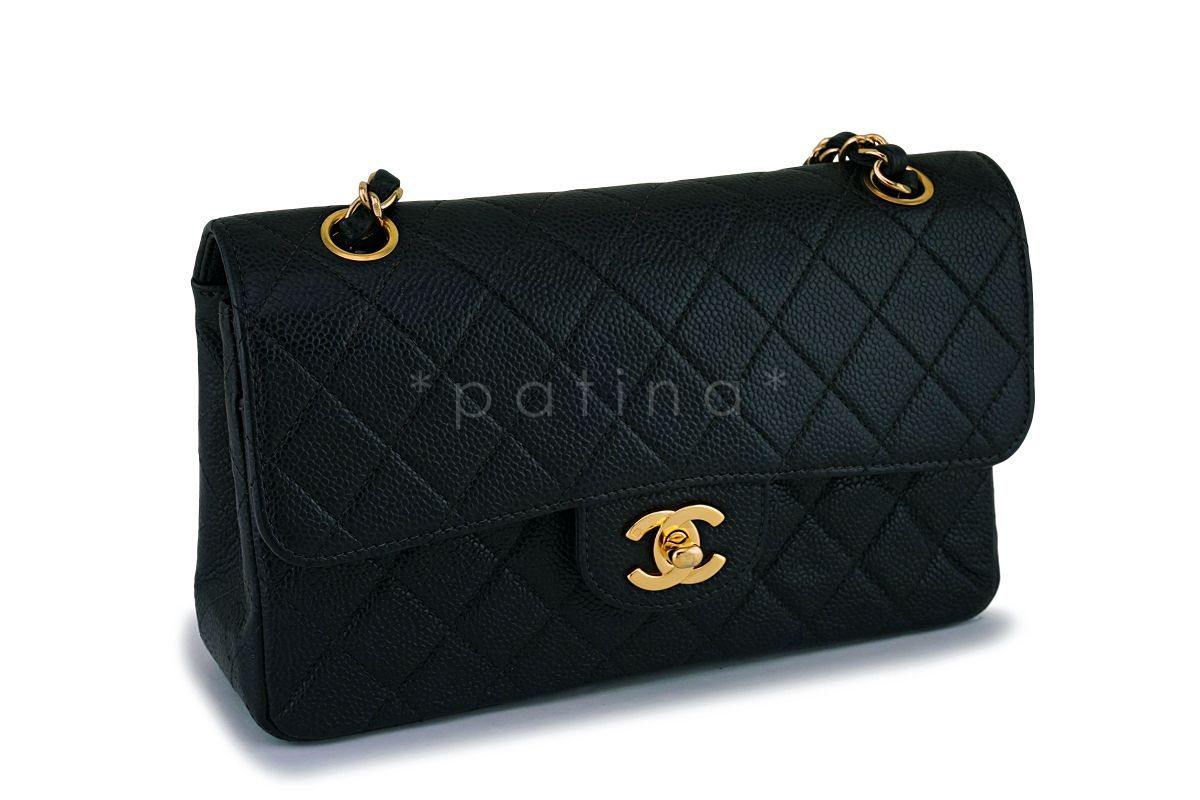 Chanel Black Caviar Small Classic Double Flap Bag 24k GHW 9TI