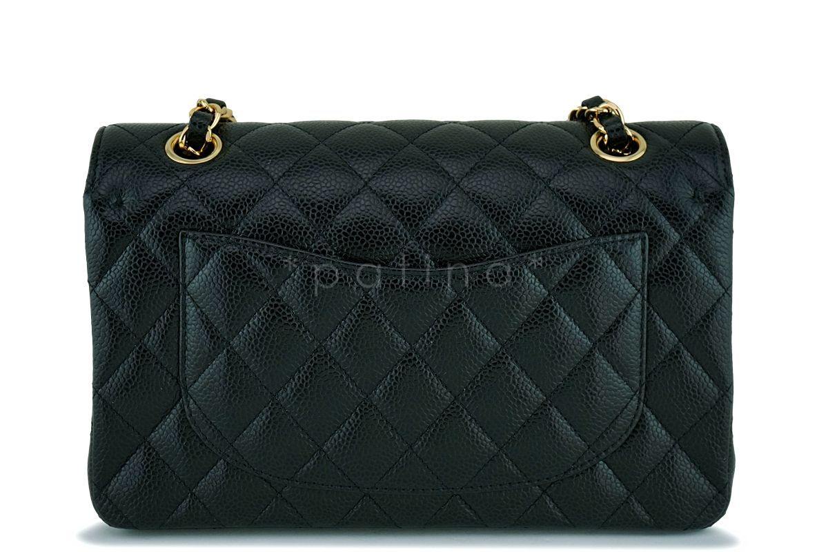 NIB Chanel Black Caviar Small Classic Double Flap Bag GHW