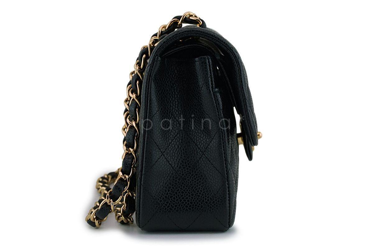 Chanel Black Caviar Small Classic Double Flap Bag GHW 9TI