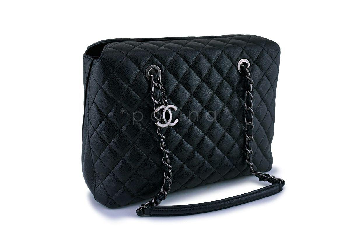 Chanel Black Caviar Classic Quilted Business Tote Bag