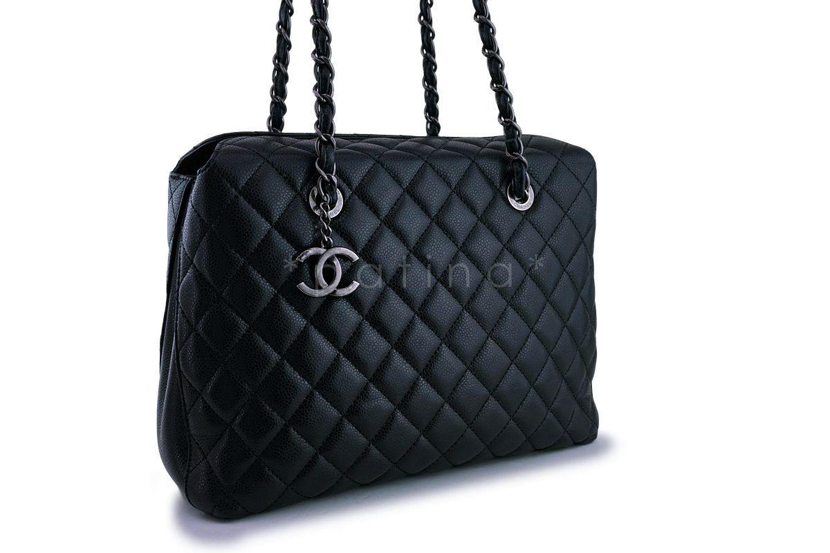 Chanel Black Caviar Classic Quilted Business Tote Bag