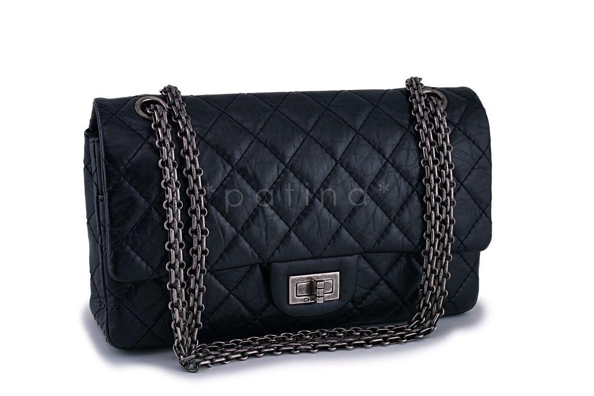 Chanel Black 225 2.55 Classic Reissue Flap Bag Small/Medium RHW