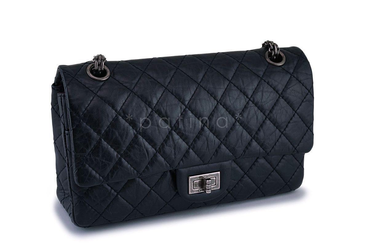 Chanel Black 225 2.55 Classic Reissue Flap Bag Small/Medium RHW