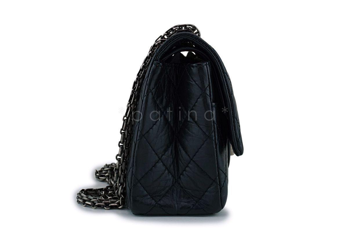 Chanel Black 225 2.55 Classic Reissue Flap Bag Small/Medium RHW