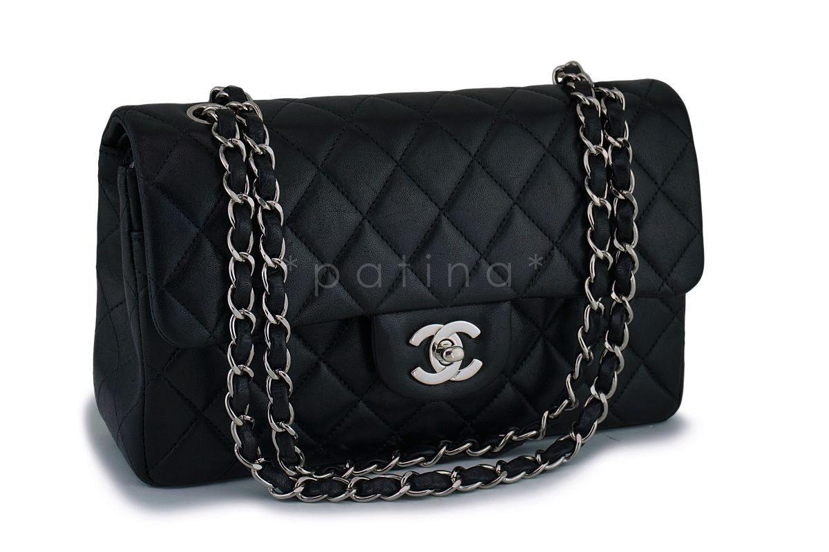 Chanel Black Lambskin Small Classic Double Flap Bag SHW