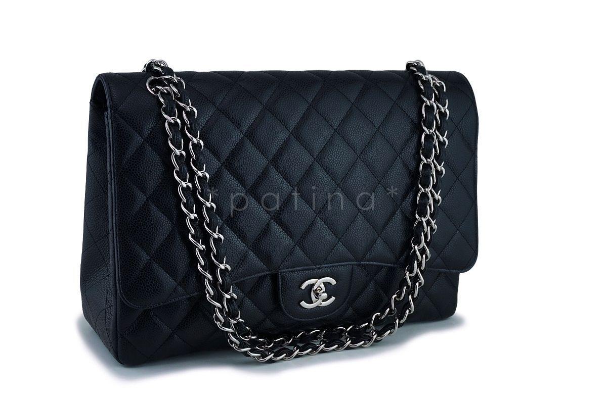 Chanel Black Caviar Maxi "Jumbo XL" Classic Flap Bag SHW