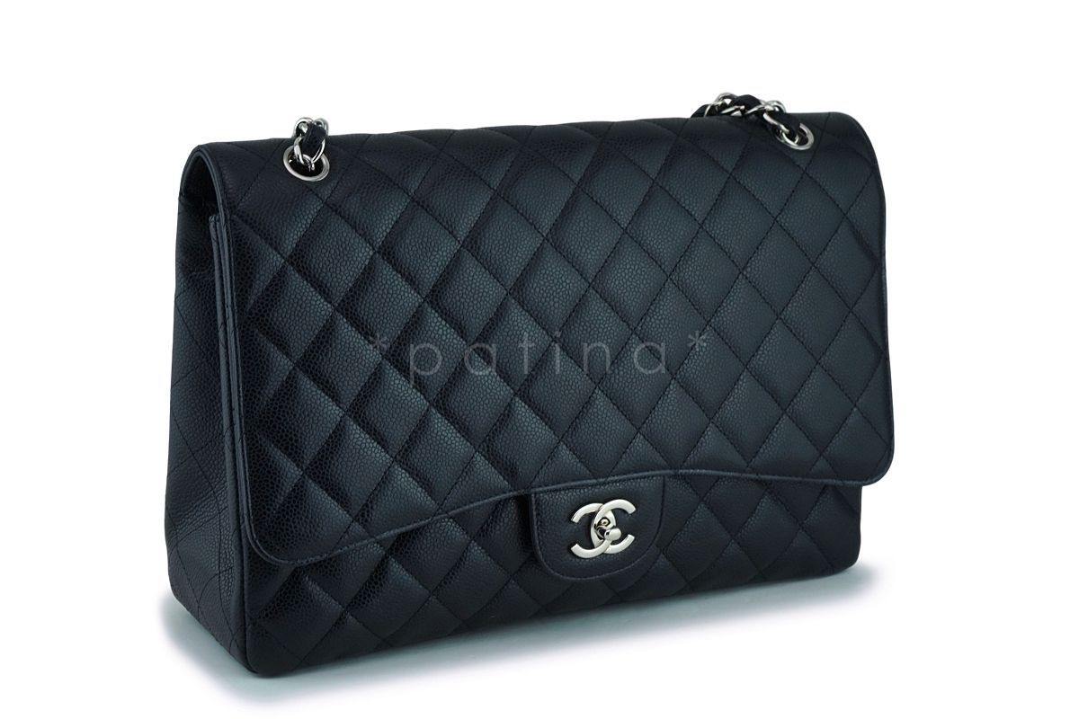 Chanel Black Caviar Maxi "Jumbo XL" Classic Flap Bag SHW