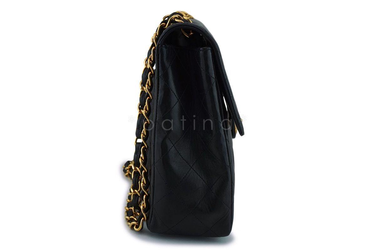 Chanel Vintage Lambskin Black Jumbo Classic Flap Bag 24k GHW