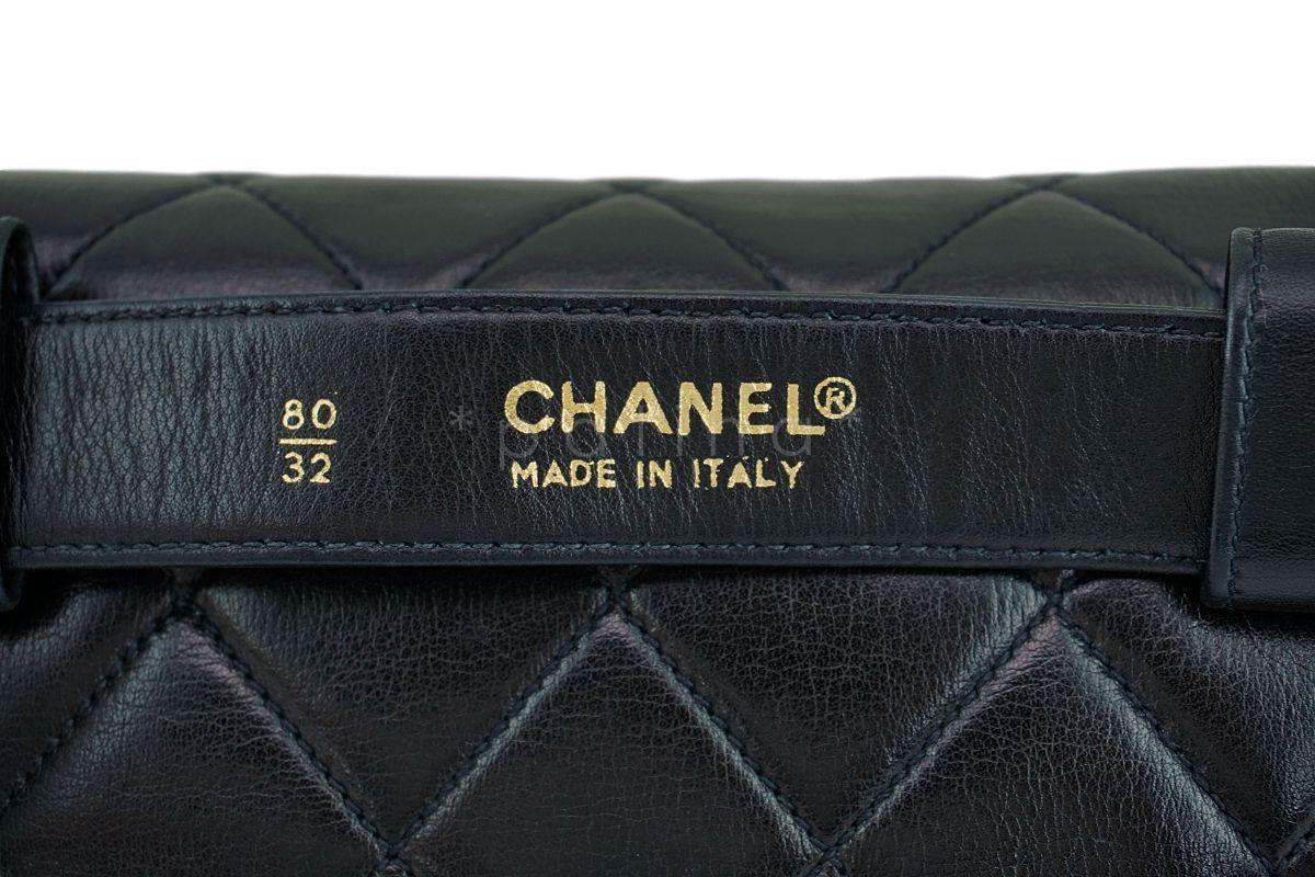 Chanel Vintage Lambskin Black Classic Fanny Pack Belt Waist Bag 24k GHW