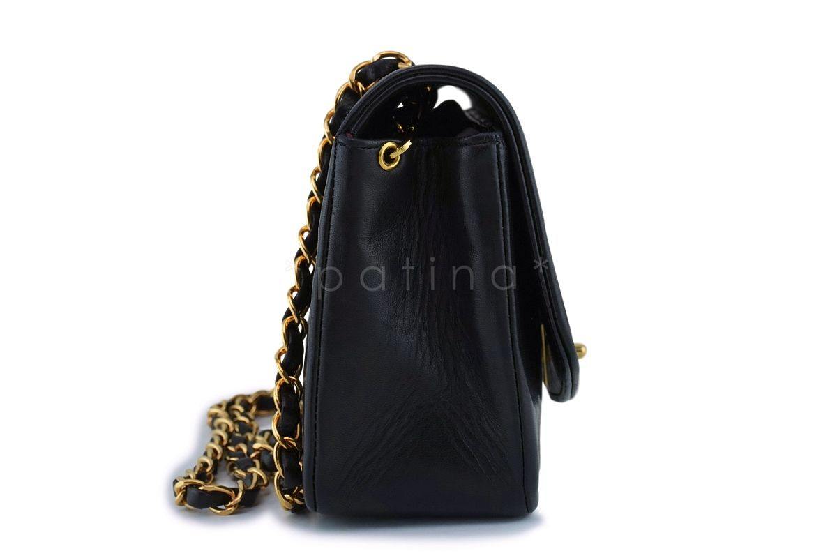 Chanel Vintage Black Small Lambskin Classic Diana Flap Bag 24k GHW