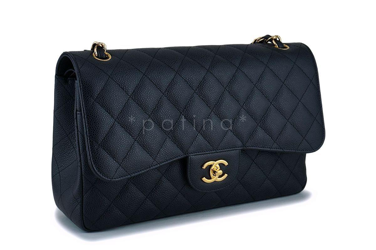 Chanel Black Caviar Classic Jumbo Double Flap Bag GHW