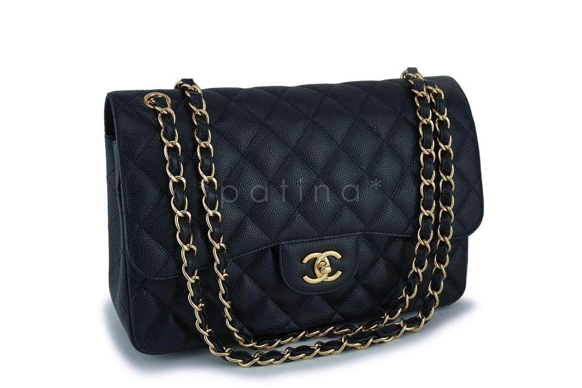 Chanel Black Caviar Jumbo Classic Double Flap Bag GHW