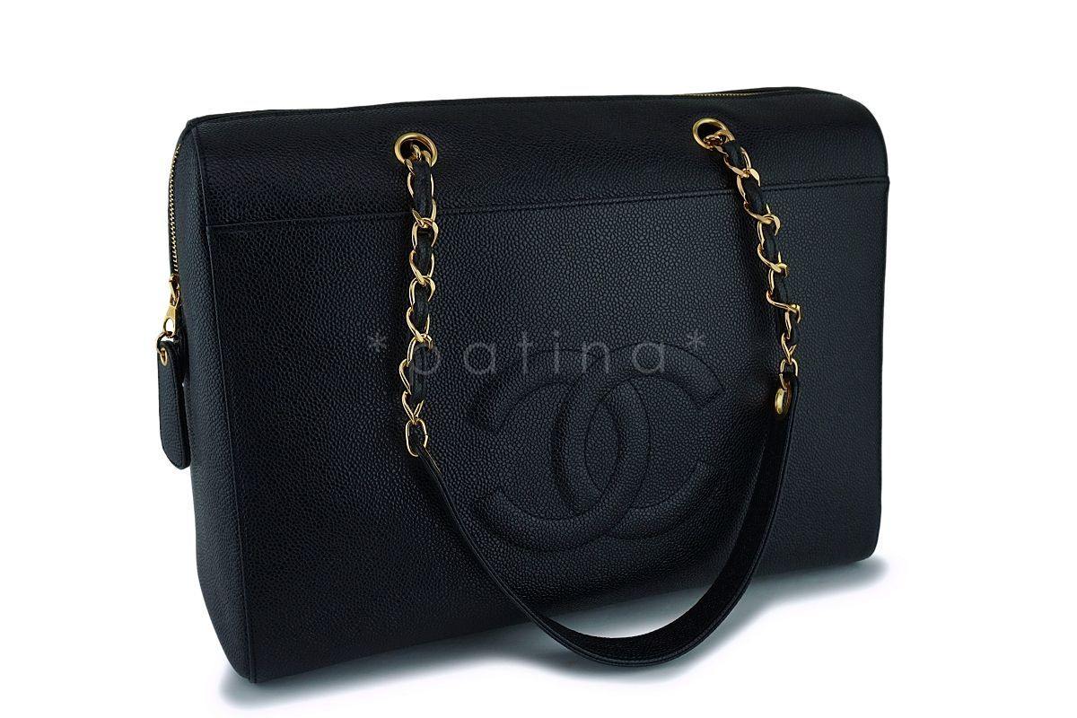 Rare Chanel Vintage Black Caviar XL Timeless Shopper Tote Bag