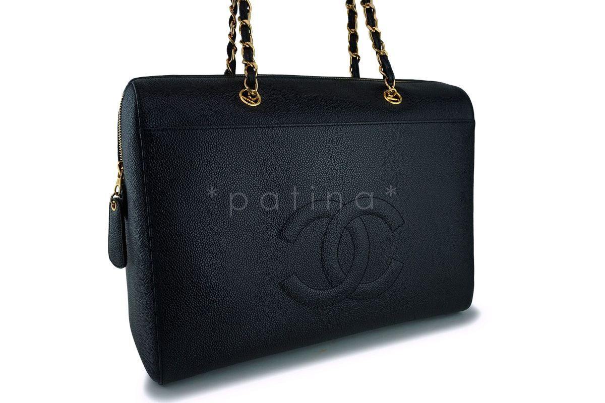 Rare Chanel Vintage Black Caviar XL Timeless Shopper Tote Bag