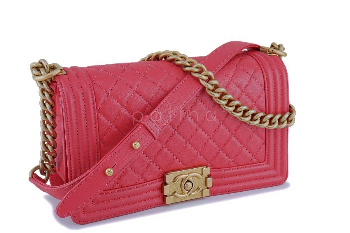 Chanel Pink Caviar Medium Classic Boy Flap Bag GHW