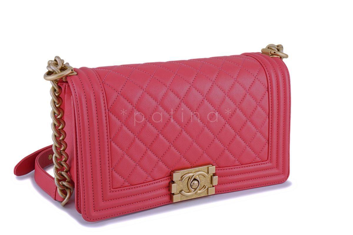 Chanel Pink Caviar Medium Classic Boy Flap Bag GHW