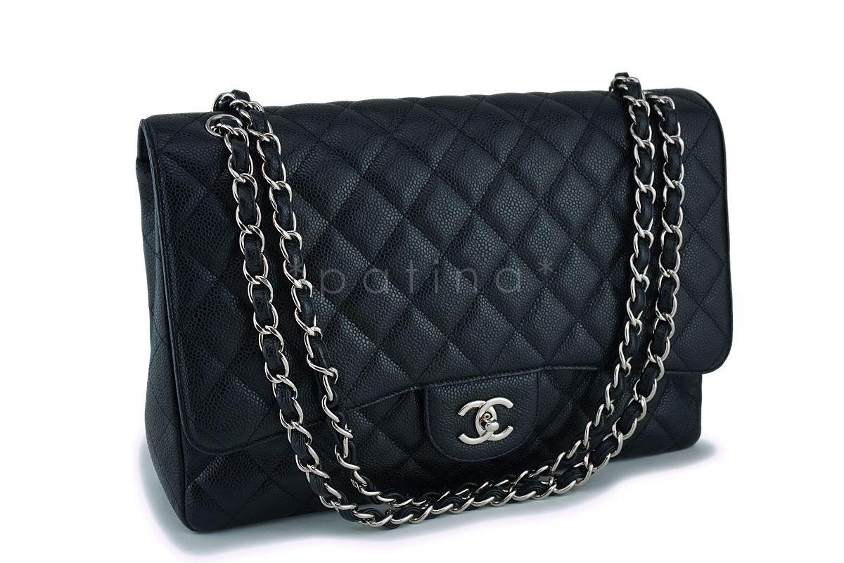 Chanel Black Caviar Maxi "Jumbo XL" Classic Flap Bag SHW