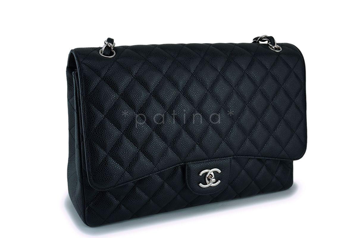 Chanel Black Caviar Maxi "Jumbo XL" Classic Flap Bag SHW