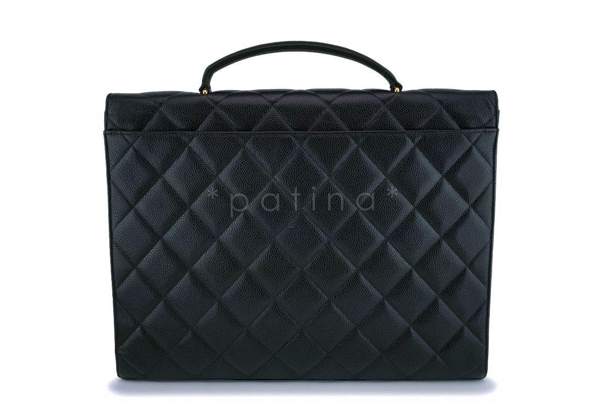 Chanel Vintage Black Caviar Briefcase Tote Bag 24k GHW