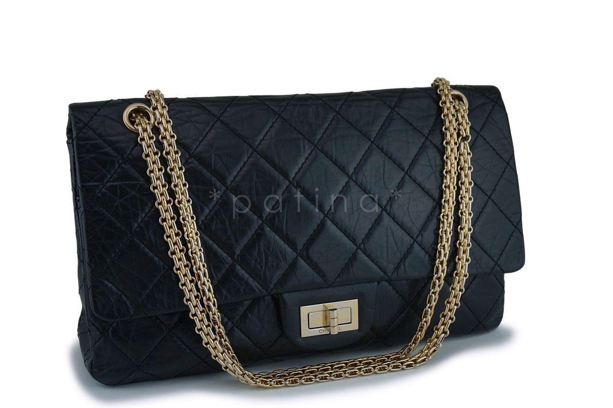 Chanel Black Large 227 Jumbo Reissue 2.55 Classic Double Flap Bag GHW