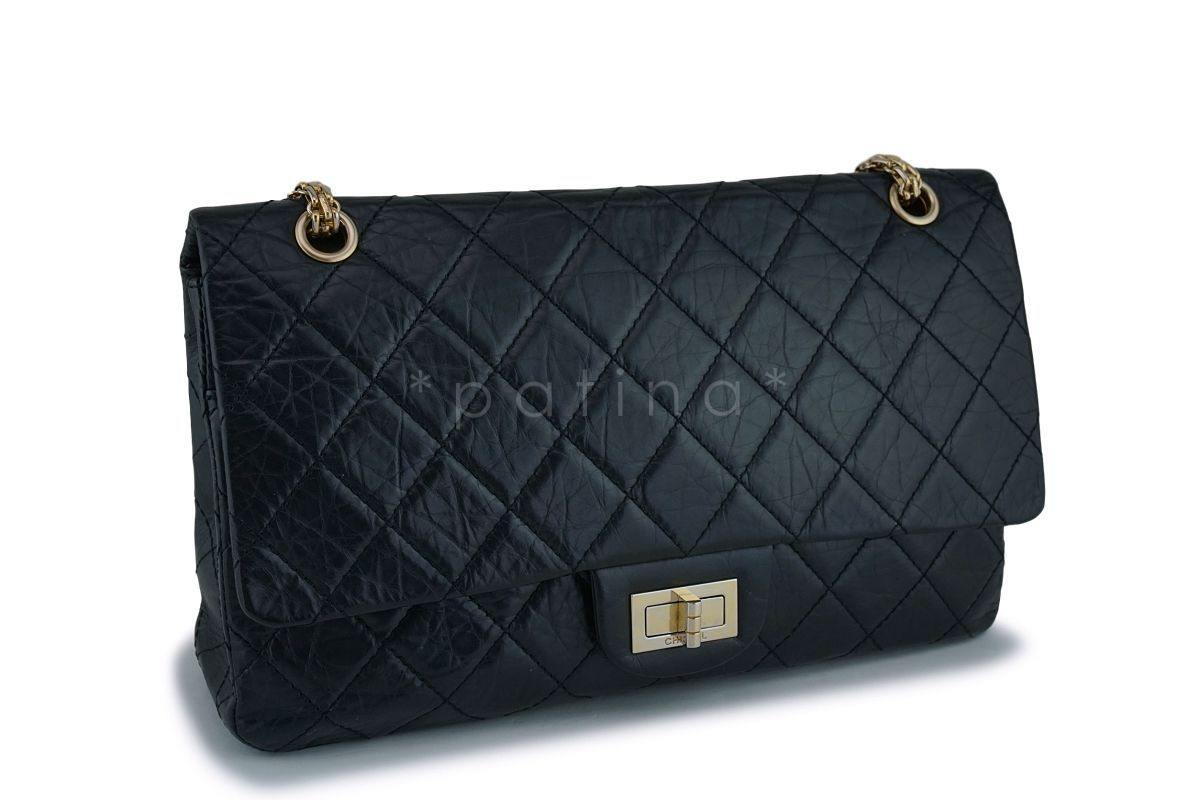 Chanel Black Large 227 Jumbo Reissue 2.55 Classic Double Flap Bag GHW