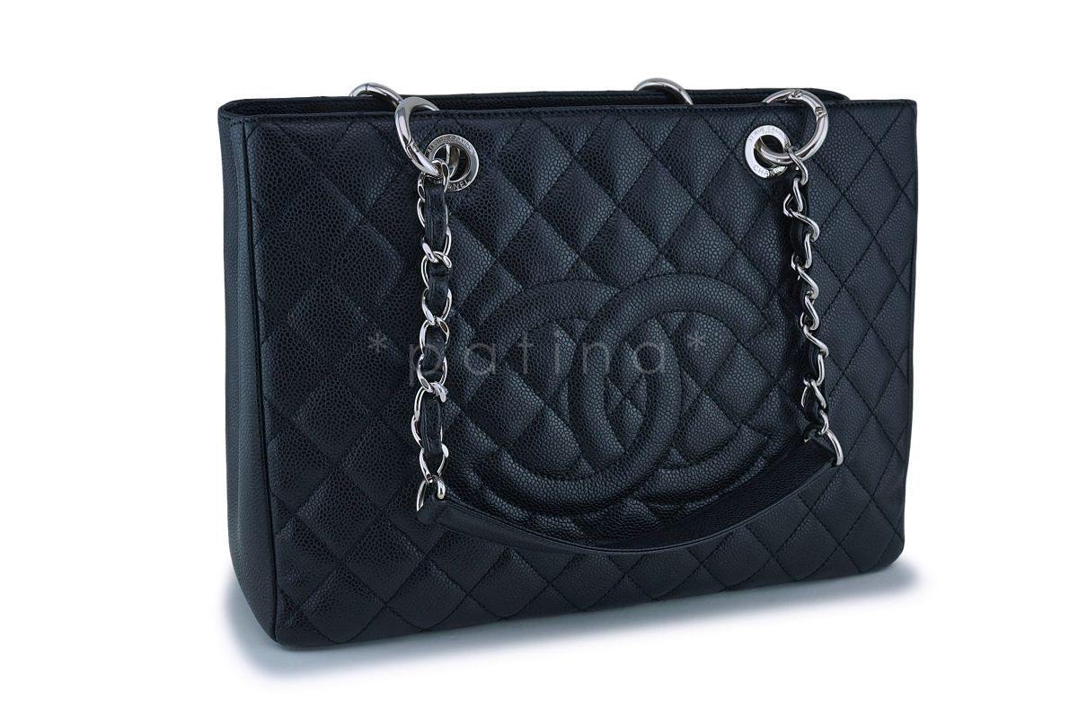 Chanel Black Caviar Classic Shopper GST Tote Bag SHW