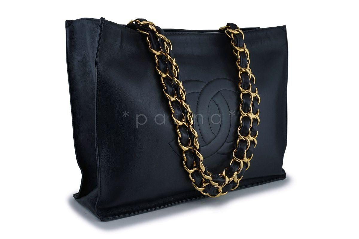 Chanel Vintage Black Grand Chunky Chain GST Shopper Tote Bag