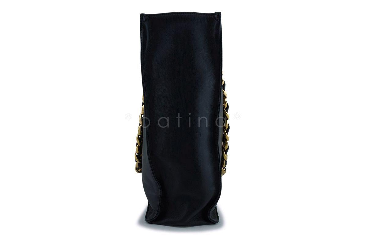 Chanel Vintage Black Grand Chunky Chain GST Shopper Tote Bag