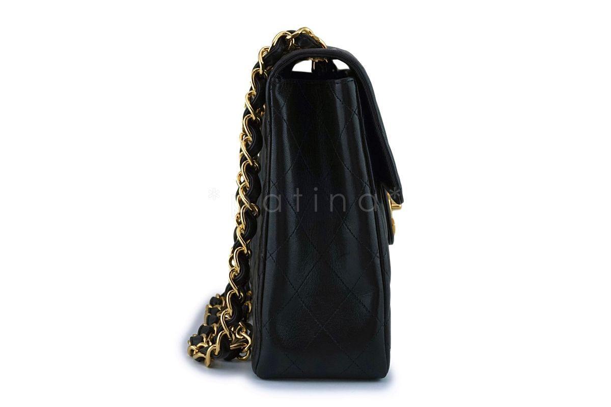 Chanel Black Vintage Lambskin Jumbo Classic Flap Bag 24k GHW