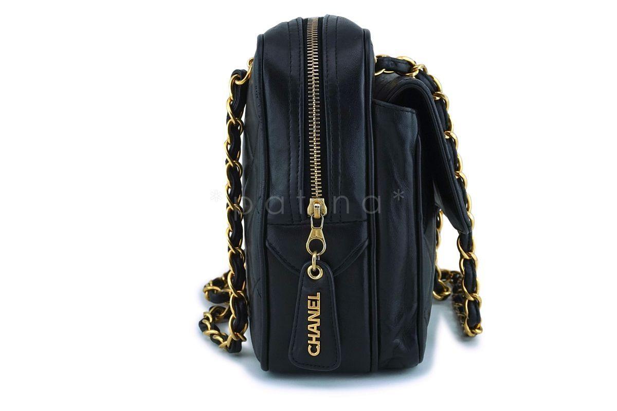 Chanel Vintage Black Lambskin Classic Flap Camera Bag 24k GHW