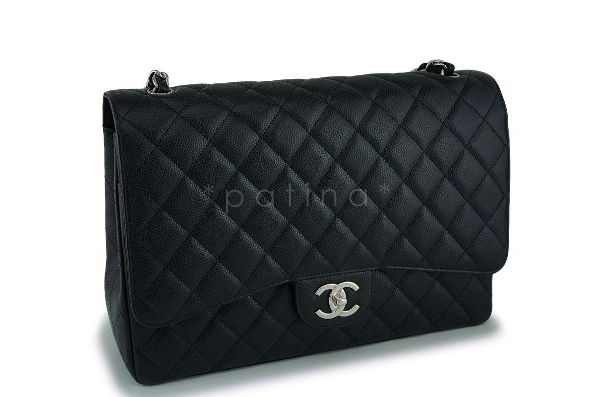 Chanel Black Caviar Maxi "Jumbo XL" Classic Double Flap Bag SHW