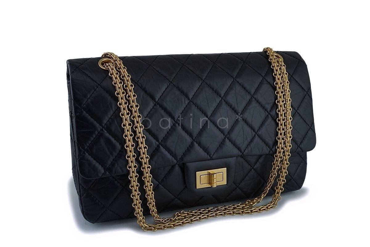 Chanel Black 227 Reissue Classic 2.55 Large Double Flap Bag GHW