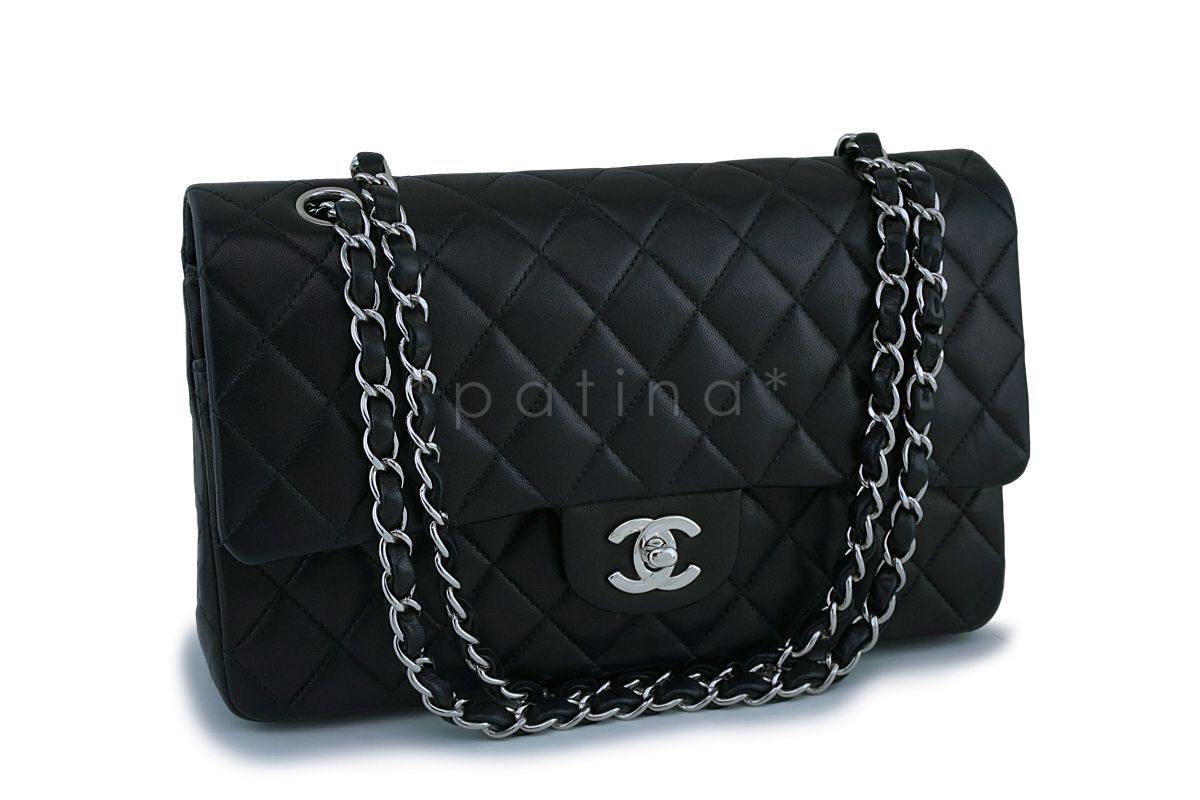 Chanel Black Lambskin Medium Classic Double Flap Bag SHW