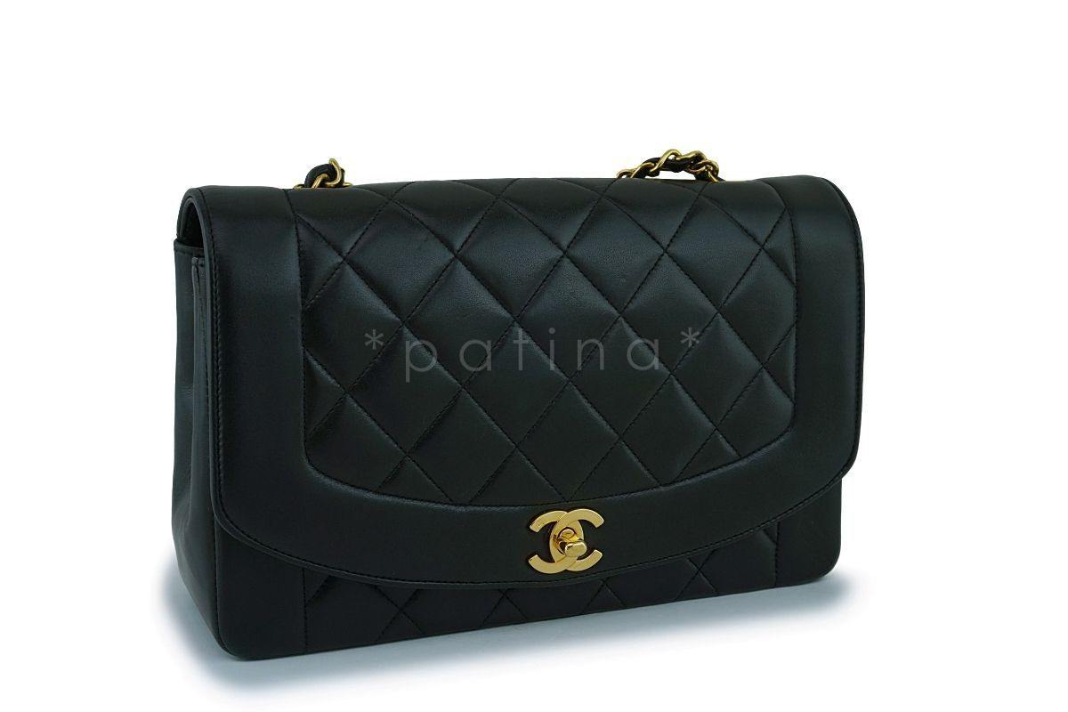 Chanel Vintage Black Medium Classic Diana Flap Bag 24k GHW