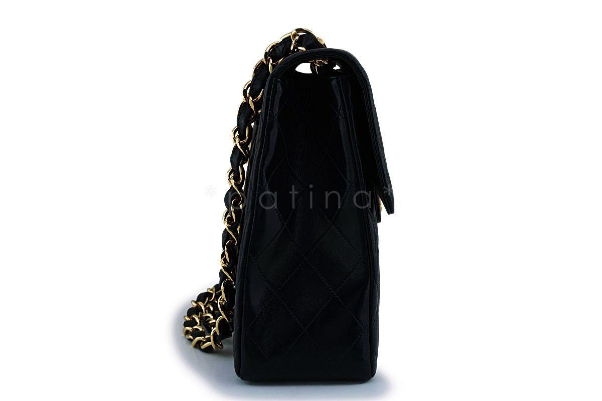 Chanel Black Lambskin Jumbo Classic Flap Bag 24k GHW
