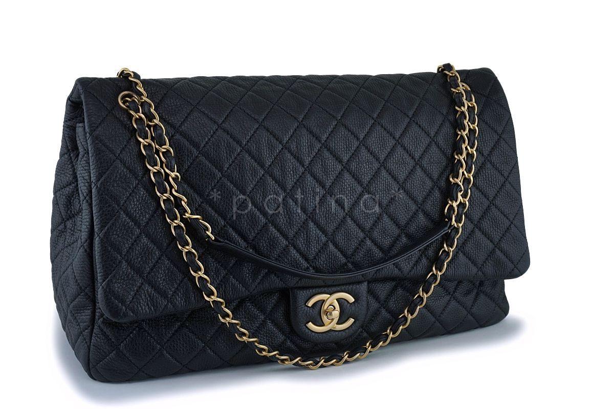 Chanel Black Ltd Airlines Runway Travel XXL Classic Flap Bag GHW U92