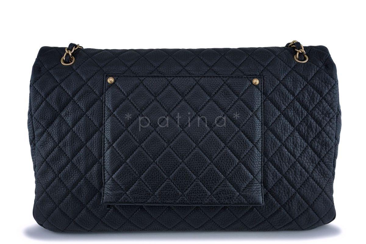 Chanel Black Ltd Airlines Runway Travel XXL Classic Flap Bag GHW U92