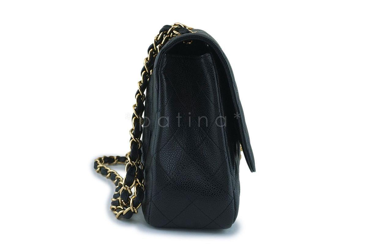 Chanel Black Caviar Jumbo Large Classic Flap Bag GHW
