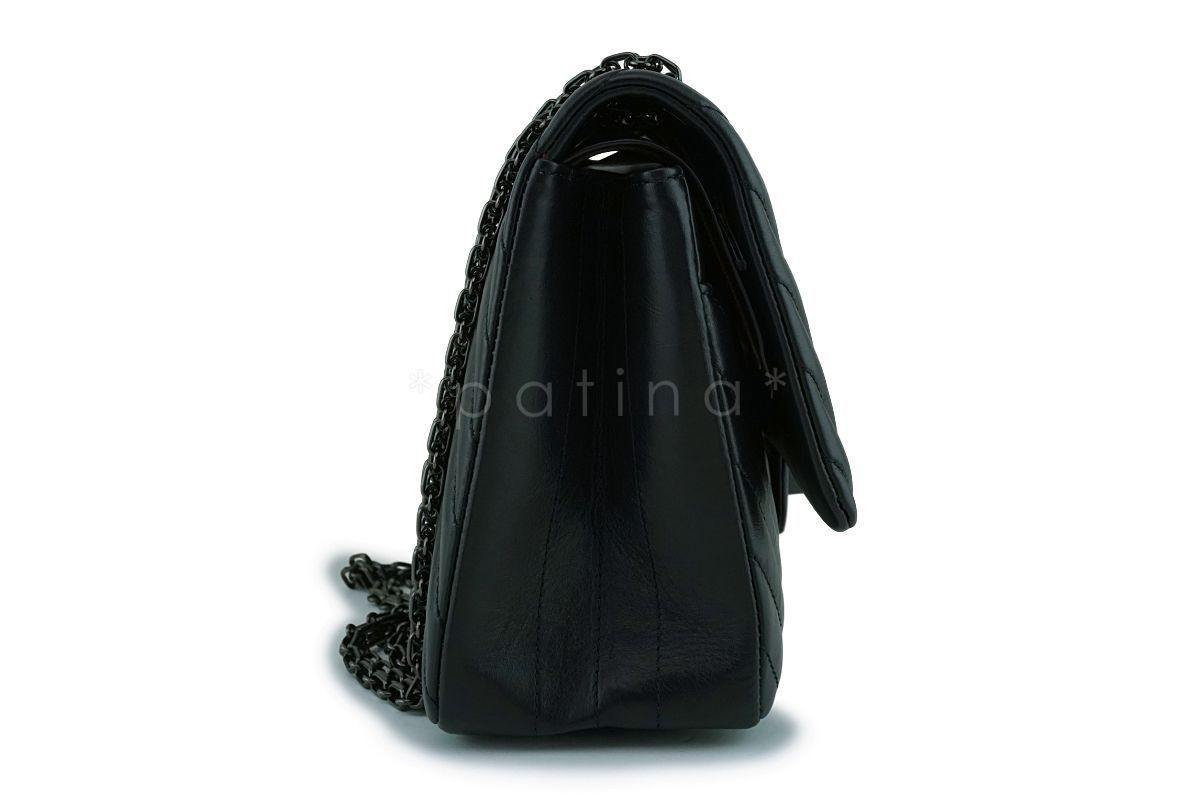 Chanel So Black 226 Medium Chevron Reissue 2.55 Classic Double Flap Bag