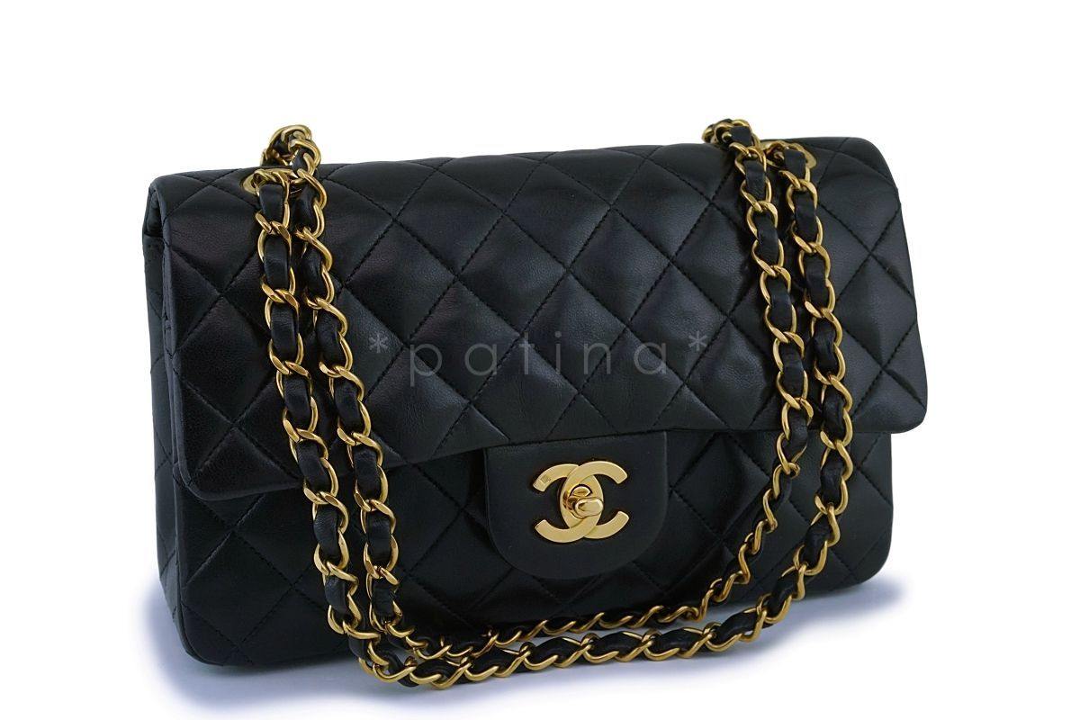Chanel Black Lambskin Small Classic Double Flap Bag 24k GHW