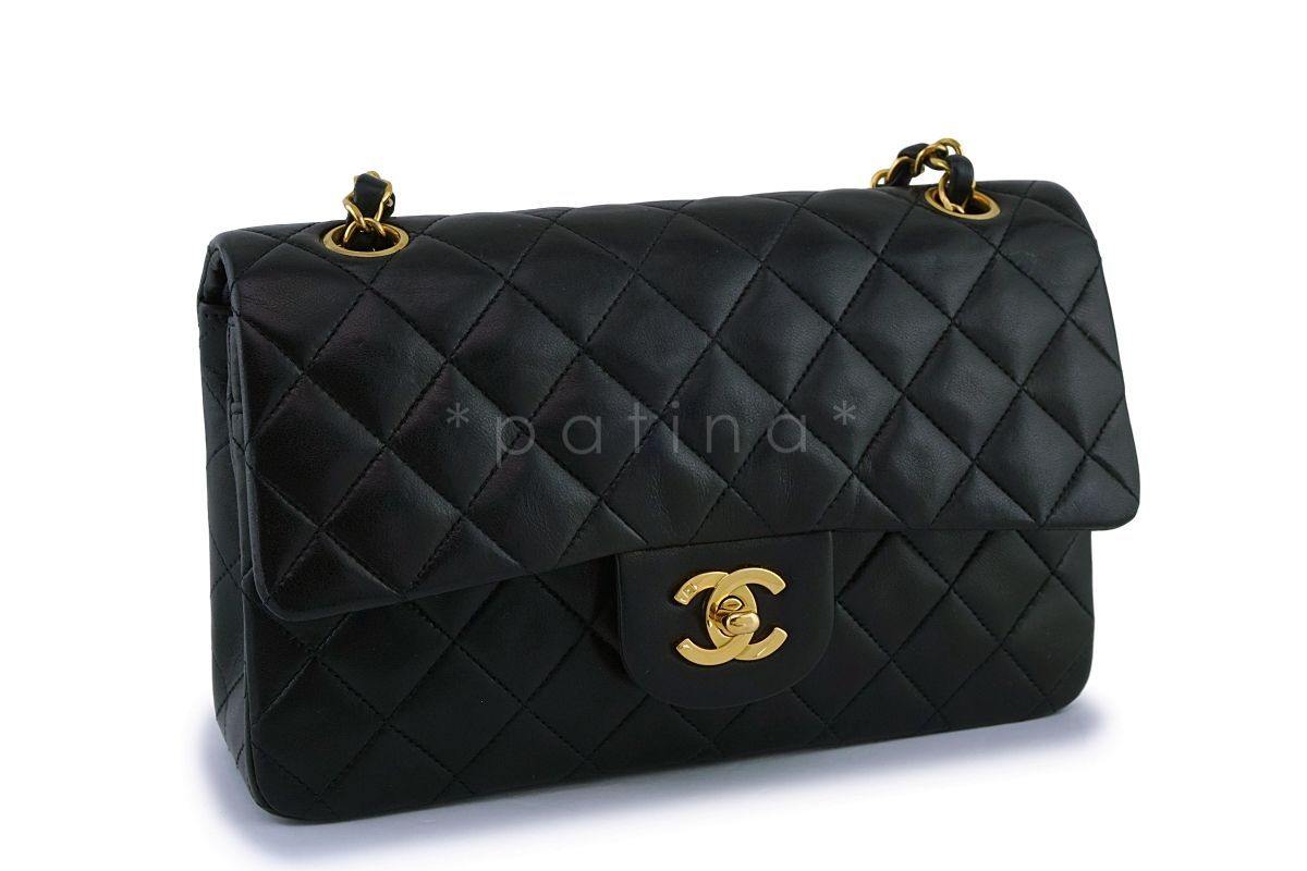 Chanel Black Lambskin Small Classic Double Flap Bag 24k GHW