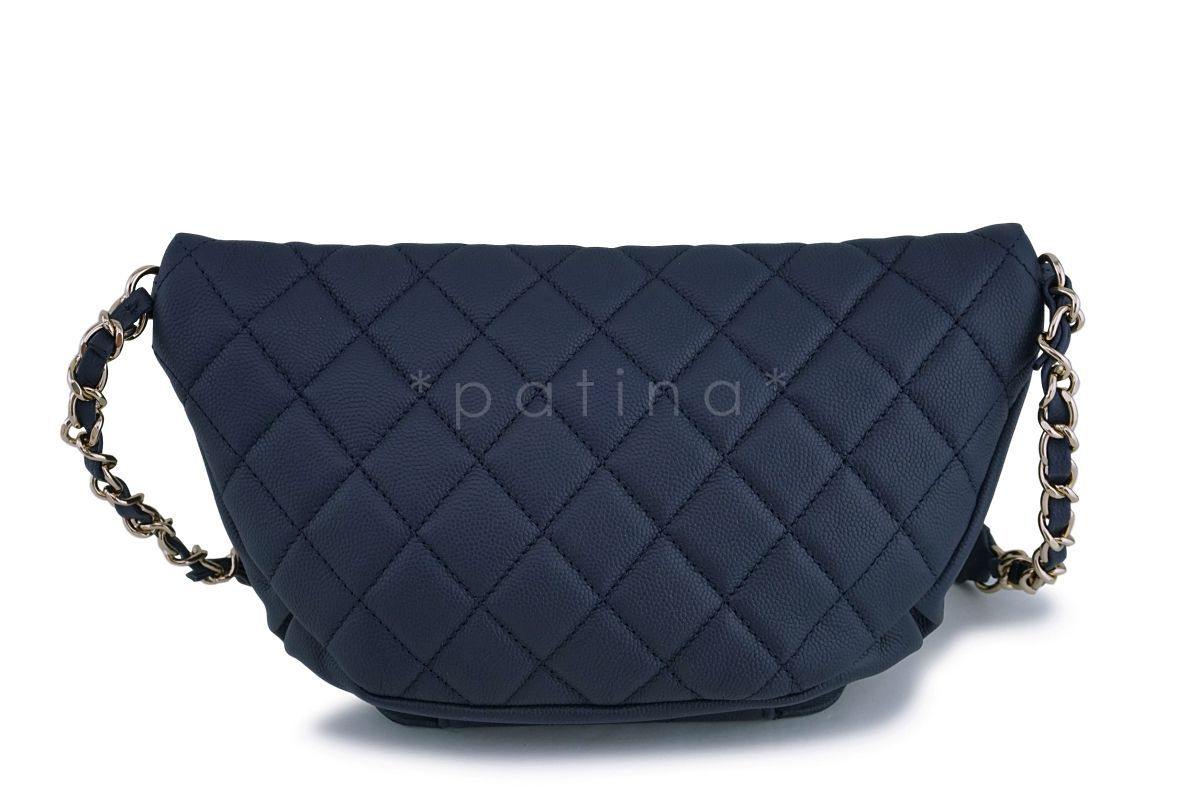 NIB 19P Chanel Blue Caviar Business Affinity Fanny Pack Waist Belt Bag GHW
