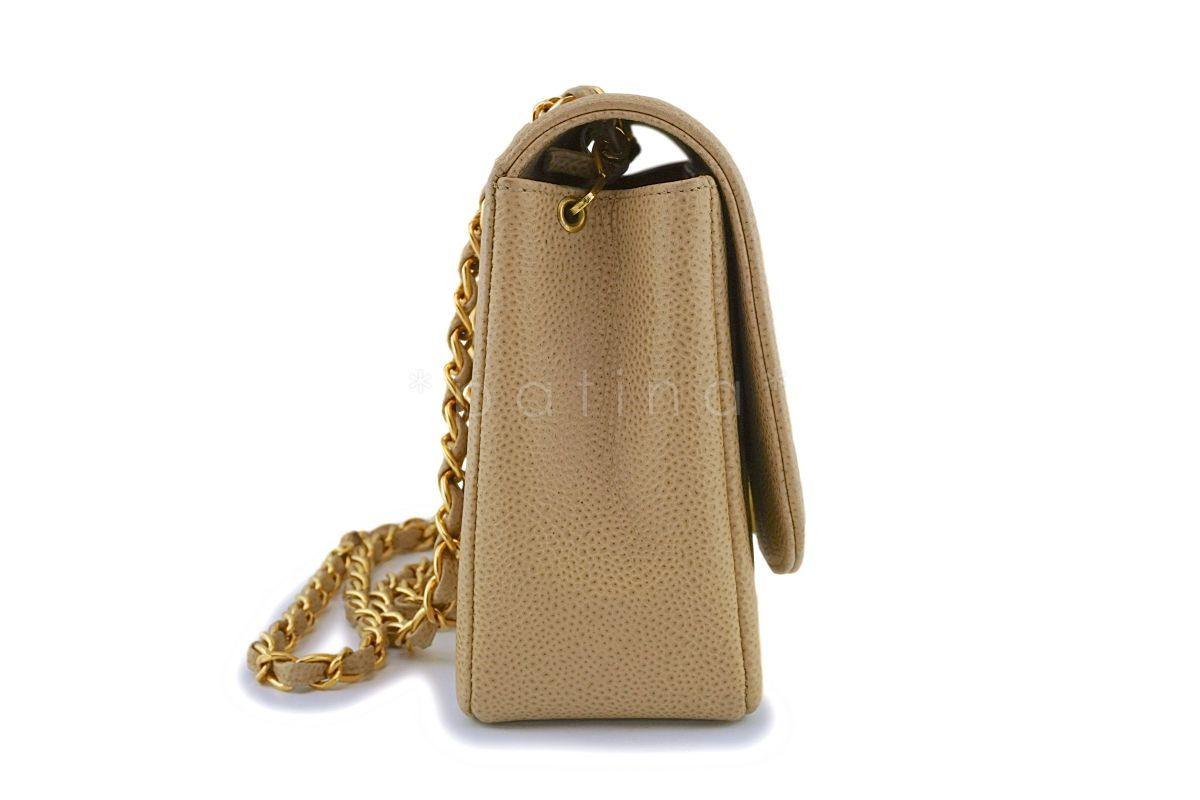 Chanel Vintage Beige Caviar Classic Medium Diana Flap Bag 24k GHW