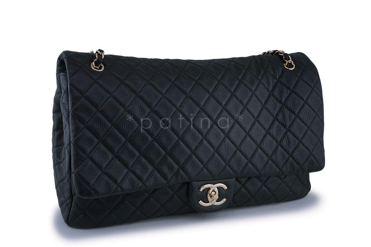 Chanel Black Ltd Airlines Runway Travel XXL Classic Flap Bag GHW