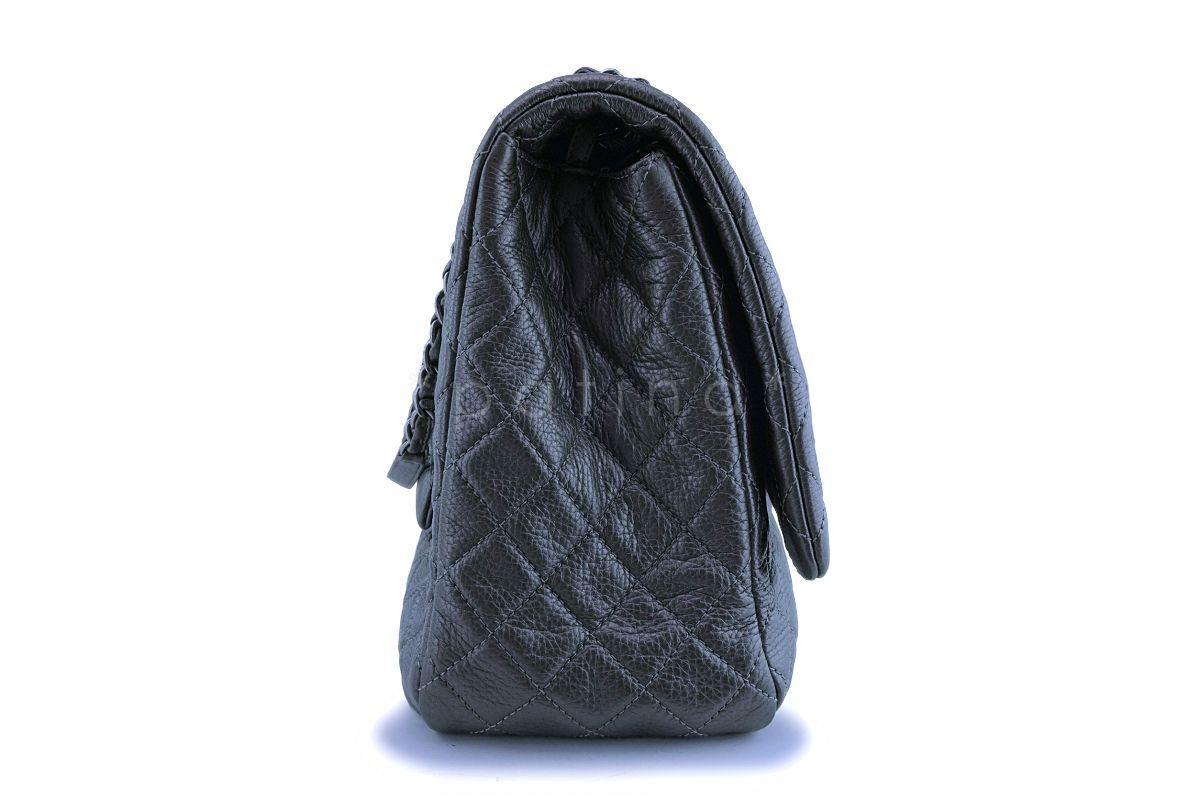 Chanel Dark Silver Ltd Airlines Runway Travel XXL Classic Flap Bag GHW