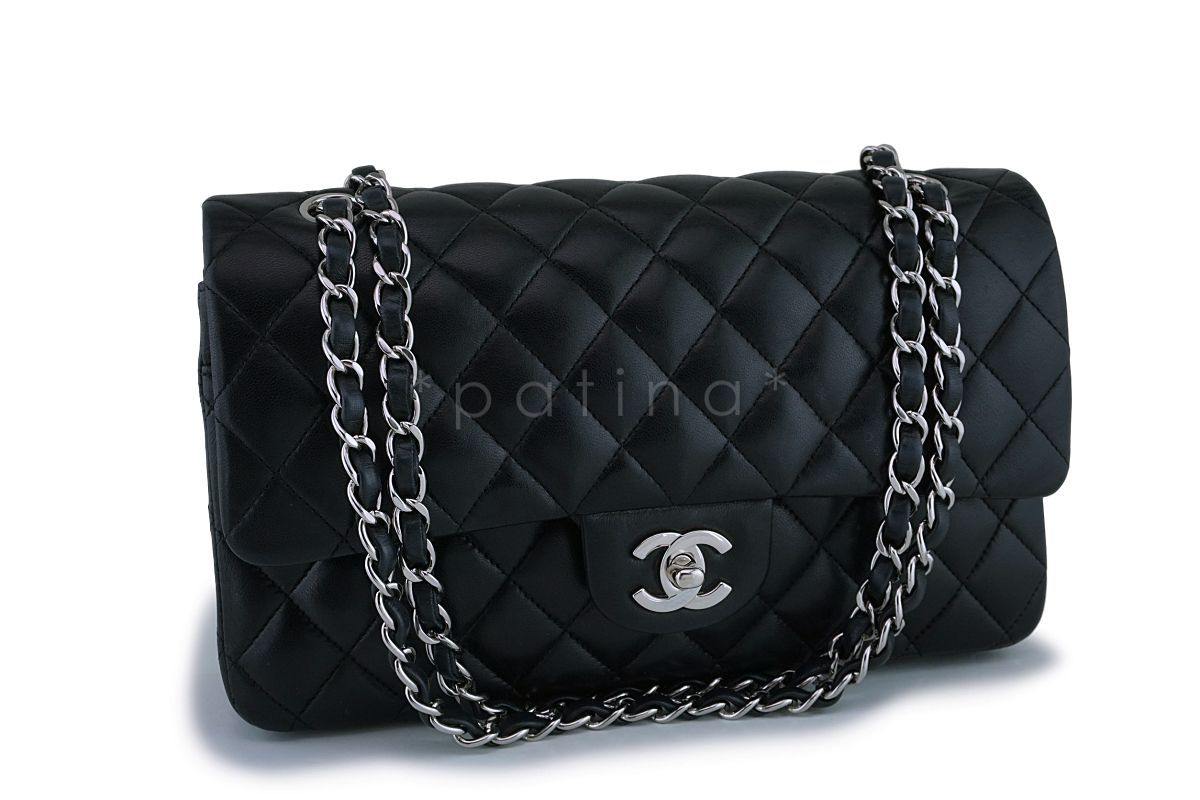 Chanel Black Lambskin Medium Classic Double Flap Bag SHW