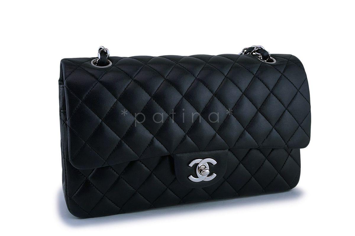 Chanel Black Lambskin Medium Classic Double Flap Bag SHW