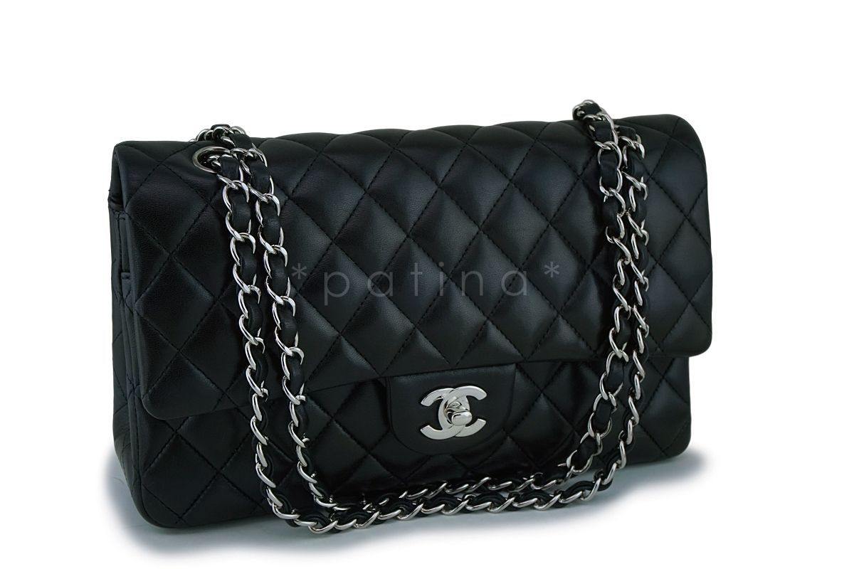 Chanel Black Lambskin Medium Classic Double Flap Bag SHW