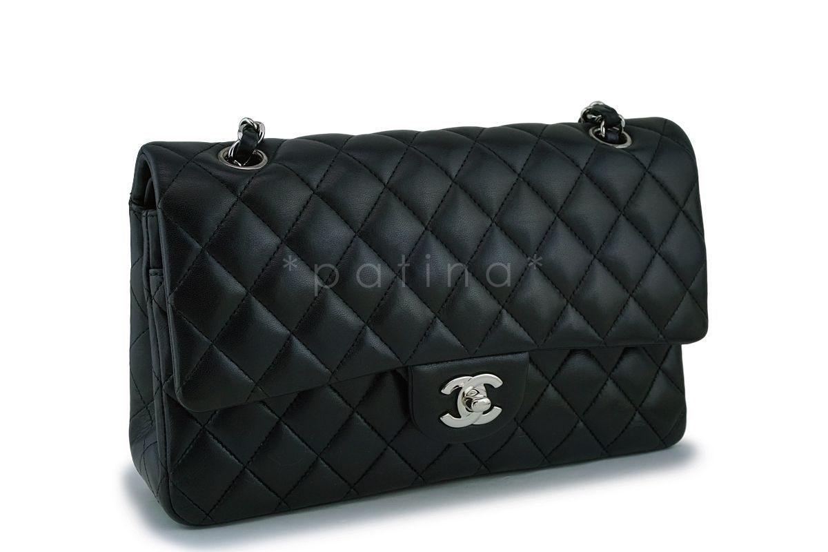 Chanel Black Lambskin Medium Classic Double Flap Bag SHW