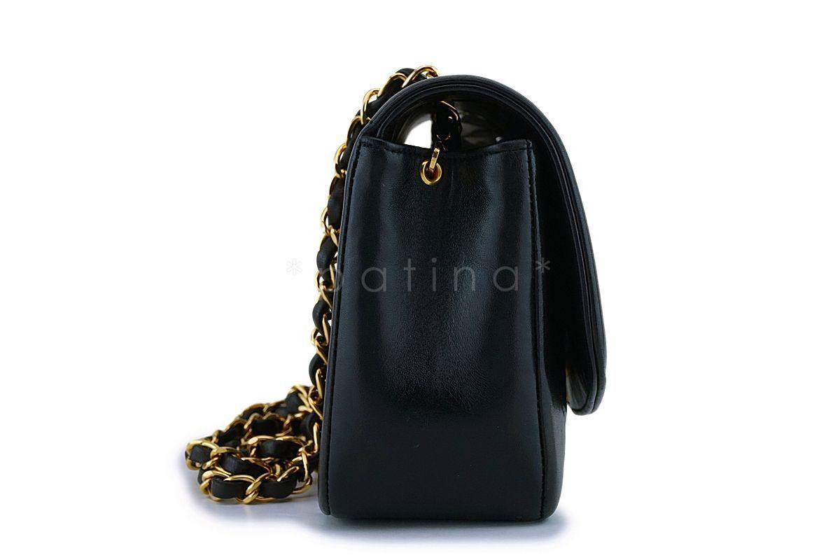 Chanel Black Vintage Lambskin Small Diana Classic Flap Bag 24k GHW